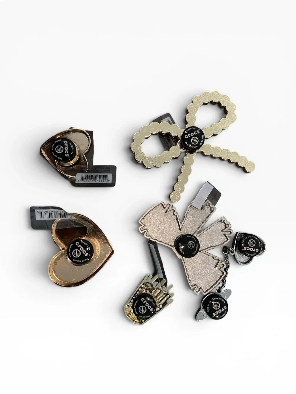 Crocs Gold & Pearl Heart Jibbitz Charm Pack - Women Accessories